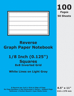 Reverse Graph Paper Notebook: 0.125 Inch (1/8 in) Squares; 8.5" x 11"; 216 x 279 mm; 100 Pages; 50 Sheets; White Lines on Light Gray; Inverted 8x8 Quad Grid; Cyan Matte Cover