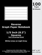 Reverse Graph Paper Notebook: 0.2 Inch (1/5 in) Squares; 8.5" x 11"; 216 x 279 mm; 100 Pages; 50 Sheets; White Lines on Light Gray; Inverted 5x5 Quad Grid; Black Matte Cover