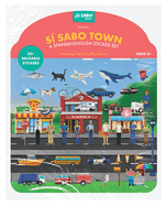 S Sabo Town: A Bilingual Reusable Sticker Play Set: Learn Spanish-English Language Skills with 30+ Reusable Stickers and 2 Fold-Out Play & Go Scenes
