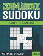 Samurai Sudoku: Sudoku Book for Adults with 600+ 5 in 1 Sudoku - Normal and Hard - Vol 4