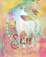 Sarah: Colorful Rainbow Unicorn - 8"X10" Girl's Composition Wide Ruled Notebook