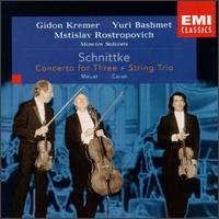 Schnittke: Concerto for Three; String Trio; Minuet; Canon - Gidon Kremer (violin); Moscow Soloists; Mstislav Rostropovich (cello); Yuri Bashmet (viola); Yuri Bashmet (conductor)