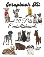 Scrapbook Kit - 78 Pets Embellishments: Ephera Elements for Decoupage, Notebooks, Journaling or Scrapbooks. Watercolor XXXX Elements