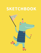 Sketchbook: A Cute Crocodile Kawaii Sketchbook for Kids: 100 Pages of 8.5" x 11" Large Blank Paper for Drawing, Doodling Painting or Sketching