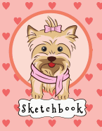 Sketchbook: Cute Terrier Girl Puppy With Pink Hearts, Large Blank Sketchbook For Girls, 110 Pages, 8.5" x 11", For Drawing, Sketching & Crayon Coloring