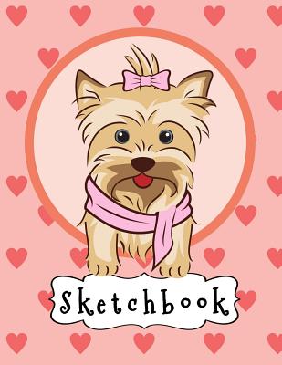 Sketchbook: Cute Terrier Girl Puppy With Pink Hearts, Large Blank Sketchbook For Girls, 110 Pages, 8.5" x 11", For Drawing, Sketching & Crayon Coloring - Notebooks, Pinkcrushed, and Sketchbooks, Pinkcrushed