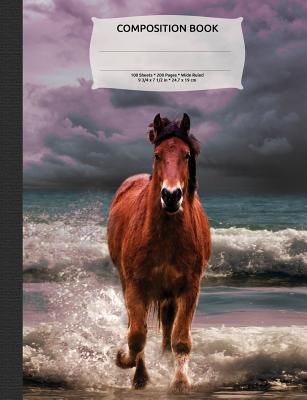 Stormy Beach Horse Composition Notebook, Wide Ruled: Composition Book, Lined Student Exercise Book 200 Pages (Wild Animals Series) - Willow, Enchanted