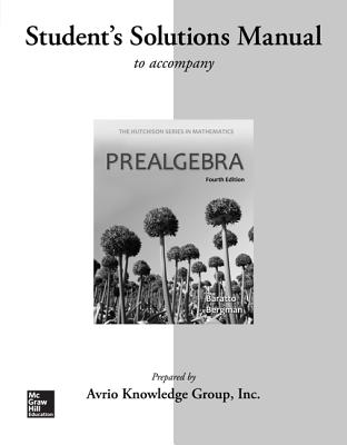 Student Solutions Manual for Prealgebra - Baratto, Stefan, and Bergman, Barry, and Hutchison, Donald