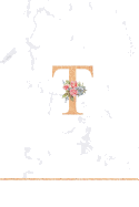 T: Rose Gold Letter T Monogram Floral Journal, Pink Flowers on White Marble, Personal Name Initial Personalized Journal, 6x9 Inch Blank Lined College Ruled Notebook Diary, Perfect Bound, Soft Cover