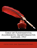 Table of Fundamental Allowances, Quartermaster Supplies: 1917