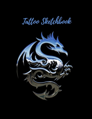 Tattoo Sketckbook: Tattoo Artist Sketchbook With Prompts For Drawing, Consultations And Creating Your Own Designs - Cute Blue Dragon - Leckey Notebooks