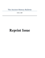 The Ancient History Bulletin Volume One: Reprint Issues