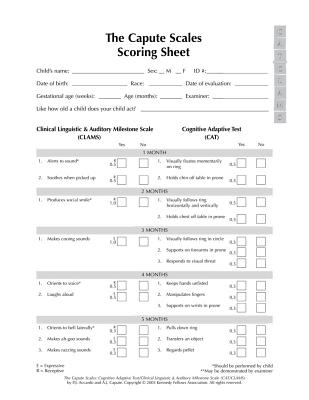 The Capute Scales Scoring Sheets - Accardo, Pasquale, and Capute, The Late Arnold, and Bennett, Anna