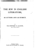 The Jew in English Literature, As Author and as Subject