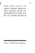 The Last Days of Percy Bysshe Shelley, New Details from Unpublished Documents