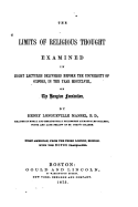 The Limits of Religious Thought Examined in Eight Lectures