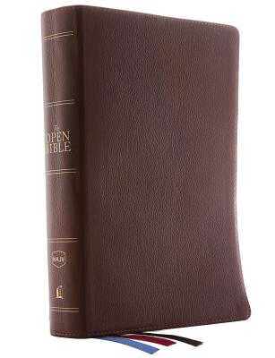 The NKJV, Open Bible, Brown Genuine Leather, Red Letter, Comfort Print: Complete Reference System - Thomas Nelson