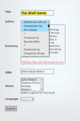 The Shell Game: Writers Play with Borrowed Forms - Adrian, Kim (Editor)