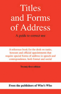 Titles and Forms of Address: A Guide to Correct Use - 