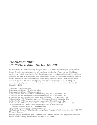 Transparency: On Nature and the Outdoors - Heid, Andrew, and Opie, Catherine, and Opie, Alexandra