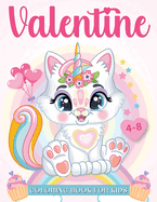 Valentine: Coloring book for kids ages 4-8 years old: Cute unicorn coloring book