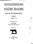 Valere Maxime, Faits Et Dits Memorables: Tome II: Livres IV-VI