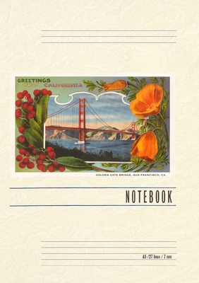 Vintage Lined Notebook Greetings from California with Golden Gate Bridge and Poppies - Found Image Press (Producer)