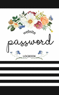 website password logbook: Internet Password Logbook Large Print with Tabs Colorful Flower Design black Color Cover