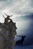 Winter Journal: Tree Man and Elk on High Cliff, Soft Cover, Ruled Notebook/Journal/Diary (257 P. 6x9)