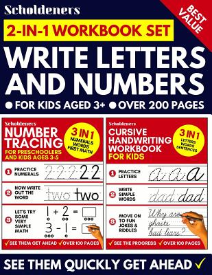 Write Letters and Numbers: 2-In-1 Number Tracing & Cursive Handwriting Workbook for Kids (Preschoolers, Kids Ages 3-5, Pre K, K) - Scholdeners