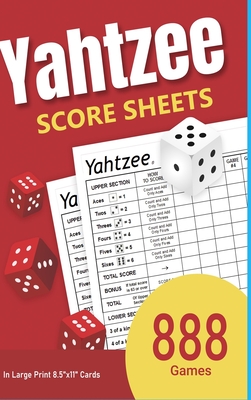 Yahtzee Score Sheets: 888 Games in Large Print 8.5"x11" Cards - Banks, Katie