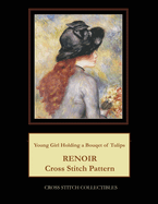 Young Girl Holding a Bouquet of Tulips: Renoir Cross Stitch Pattern