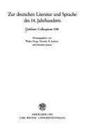 Zur Deutschen Literatur Und Sprache Des 14. Jahrhunderts: Dubliner Colloquium 1981
